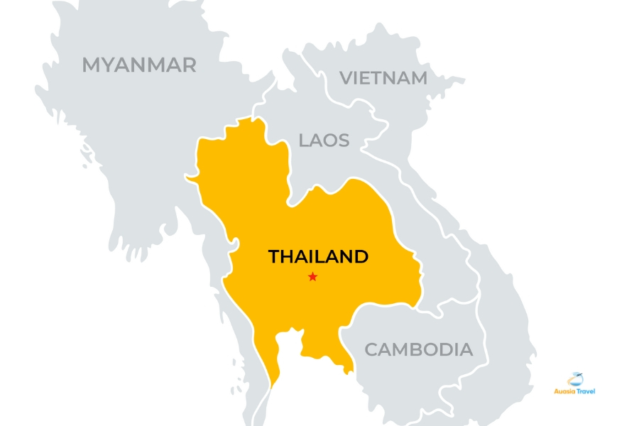 Map of Thailand in Southeast Asia with neighboring countries – Auasia Travel
